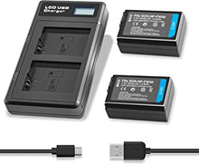 2-Pack 2000mAh NP-FW50 Replacement Batteries and Dual LED Display Battery Charger for Sony Alpha A6500 A6400 A6300 A6000 A7, A7II, A7R, A7RII, A7S, A7SII, A7S2 NEX-3/5/7 Series Camera