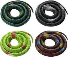 Bolonbi FRIUSATE 4 Pieces Toy Snakes, 30 Inch Rubber Snake Fake Snake Realistic Snake for April Fool’s Day, Boys’ Favorite, Pool Party, Bathtub Floater