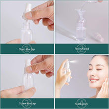 Spray Bottles, 50ml Clear Empty Fine Mist Plastic Travel Atomiser Bottle Set, Small Refillable Liquid Containers with 2pcs Funnels and 24pcs Labels for Make-up Cosmetic Hair 6PCS