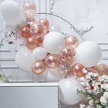 SANERYI Balloon Arch Kit 140pcs Rose Gold Balloons and White Balloons Garland Kit Confetti Clear Latex Balloons for Bridal Shower Bachelorette Hen Party Wedding Birthday for Girls Decorations