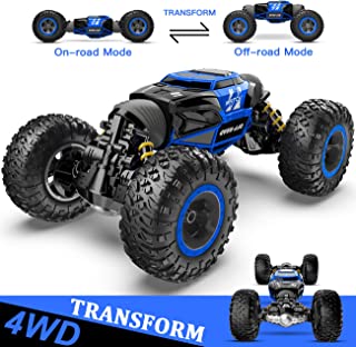 BEZGAR TD141 Remote Control Cars - 1:14 Scale RC Car, 4WD Transform 15 KM/H All Terrains Twist RC Stunt Car, Toy Vehicle with Rechargeable Battery for Boys Kids Girls