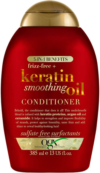 OGX Anti Frizz Keratin Smoothing Oil 5 in 1 Sulfate Free Hair Conditioner, 385ml