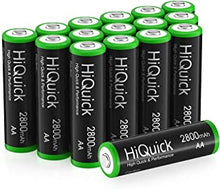 HiQuick 16Pcs 2800mAh NI-MH AA Rechargeable Batteries High Capacity 1.2V NI-MH Low Self Discharge Rechargeable Battery (Pack of 16)