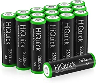 HiQuick 16Pcs 2800mAh NI-MH AA Rechargeable Batteries High Capacity 1.2V NI-MH Low Self Discharge Rechargeable Battery (Pack of 16)