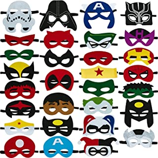 Superhero Masks Party Bag Fillers For Kids Marvel Decorations Super Hero Costumes Toy, Childrens Avengers Birthday Favours Supplies Boys & Girls Felt Kids Eye Mask for Children Dress Up Cosplay 30 Pcs