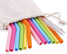 12 Pack Silicone Reusable Straws, 6 Bend + 6 Straight Colorful Reusable Drinking Straws, 10” Regular Size Flexible Straws with Cleaning Brushes Storage Bag for 30oz 20oz Tumblers - BPA Free