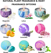OFUN Bath Bombs & Scented Candles Gift Set, Large Bombs for Women Gifts, Spa Gift Idea for Girls, Friends, Kids Girlfriends Mum Mother's Day Birthday  5 Bubble Balls & 4 Organic Soy Candles