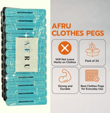 Afru Clothes Pegs - 24pcs Per Pack - Strong Grip, Rust Resistant, Non-Slip And Decorative Pegs For Washing Line, Home, Garden And Office