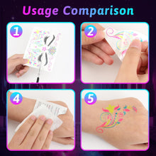 Neon Face Temporary Tattoo Glow in Dark, 8 Sheet Waterproof UV Blacklight Neon Face Tattoos Flash Fake Stickers for Makeup Party Festival Rave Accessories (Absorb enough Light to Glow in the Dark)