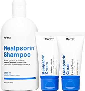 Medicated Shampoo Bundle with 2X Cream for Psoriasis & Eczema - Treatment for Itchy, Cracked & Irritated Skin - Dermatology - Healpsorin