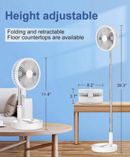 LBSTP Portable Standing Fan with Remote Control, 7.5 Inch Foldable Pedestal Fans, 7200mAh Rechargeable Battery USB Powered Floor Fan, Height Adjustable, 4 Speeds, Quiet Camping Desk for Bedroom