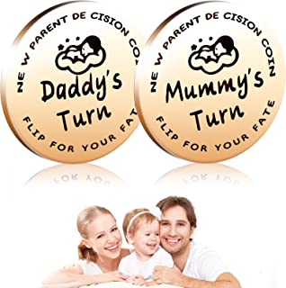 New Parents Decision Coin Newborn Baby Gifts Newborn Gift for New Mum Dad Engraved Stainless Steel Fun Coin Funny Decision Coin Flip Coin Decision for New Parents Father Mother Decision Making