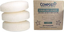 Composty® | Premium 'Konjac' Baby Bath Sponges | 3 Pack | Reusable | Super Soft & Gentle | Compostable | Plastic Free | 100% Natural Sponge | Zero Waste | White | One Tree Planted