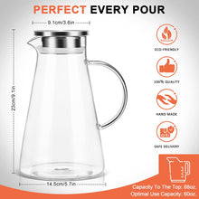 SUSTEAS 2.0 Liter 70 Ounces Glass Pitcher with lid iced Tea Pitcher Water jug hot Cold Water ice Tea Wine Coffee Milk and Juice Beverage Carafe, 1 Free Long-Handled Brush Included