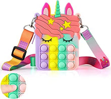 Fidget Toys Bag, Pop Fidget Toy Shoulder Bag, 2 in 1 Relief Stress Sensory Fidget Bag , Pop Shoulder Bag for Girls and Women, Pop Fidget Toys Bags, Push Pop Purse Bags Best gift(Cute Unicorn)