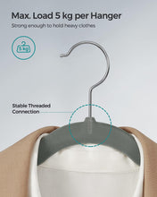 SONGMICS Velvet Hangers, Pack 30 Coat Hangers for Clothes, Non-Slip, with Shoulder Notches, Trouser Bar, 360 Swivel Hook, Space-Saving, 0.6 cm Thick, 43 cm Long, Grey CRF029V03