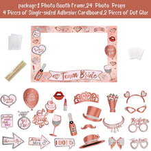 Hen Party Decoration-25Pcs Photo Booth Props,Rose Gold Team Bride and Groom Selfie Props Paper Photo Frame Hen Party Accessories for Wedding Engagement Bridal Shower Bachelorette Hen Do Party Games