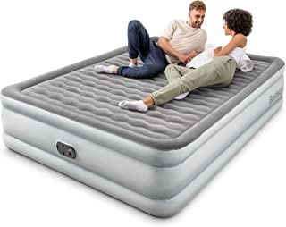 Bestway King Queen Double Single Size Air Bed | Airbed with Built-in Electric Pump, Fast Inflation, Wave Beam Support Mattress with Storage Bag, Grey