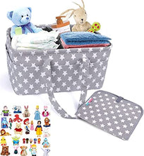 SOKIDS Grey Baby Nappy Caddy Organiser As Newborn Baby Gifts |10 Invisible Pockets | 4 Removable Compartment | With Nappy Changing Mat and an Assorted Soft Plush Toy