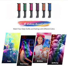 Temporary Hair Chalk for Girls, Hair Chalk Combs, Washable Hair Chalk,6 Colors,Kids Chalk for Age 4 5 6 7 8 9 10,Gifts for Girls on Birthday Cosplay Christmas Parties