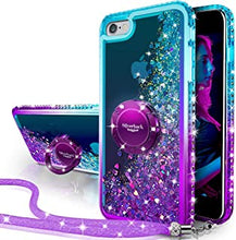 [Silverback] iPhone SE 3 2022 Case, SE 2020 Case, iPhone 8 Case, iPhone 7 Case, Moving Liquid Holographic Glitter Case With Bling Ring Protective Case for Girls Women for iPhone SE3/SE2/8/7-Purple
