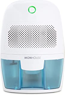 MONHOUSE Dehumidifier 600ml Portable, Compact & Quiet Moisture Absorber - Mini Air Dehumidifier for Home, Bedroom Damp, Car, Office, Garage, Caravan & Basement - Electric Mould Remover - White/Blue