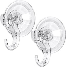 GlobaLink Suction Hooks, Clear Reusable Heavy Duty 3KG Vacuum Suction Cup Hooks, Plastic Smooth Wall Hangers Vacuum Seamless Sucker Hook for Bathroom Kitchen Window Bags Coats Caps Towel, 2 Pack