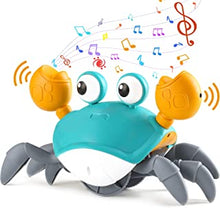 Beavo Dancing Crab Toy,Baby Crawling Crab Toy With Music and Led Light up, Interaction with Automatic Sensing to Avoid Obstacles Toy for Toddler Kids (Green)