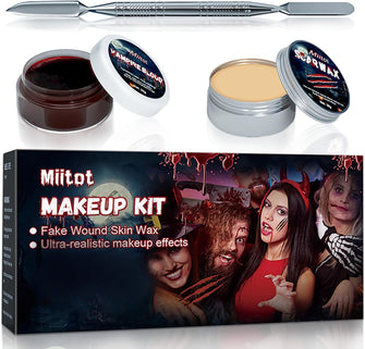 Special Effects Makeup Kit, Halloween Makeup Kit, Professional Face Painting Kit for Adult, Halloween Fake Scars Wounds for Vampire & Zombie Festival, 3PCS