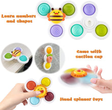 Sirecal Suction Cup Spinner Toys, Baby Bath Toys with Suction Cup Silicone Flipping Board, Baby Sensory Spinner Toy Release Anxiety Travel Toys, for Toddler Boy Girl, 4PCS