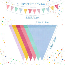 36 Flags 39.5ft Bunting Banner, Multicolour Outdoor Waterproof Triangle Flags Imitated Linen Burlap Bunting Supply for Wedding Birthday Party Home Festival Decoration