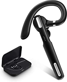 ICOMTOFIT Bluetooth Headset, Wireless Bluetooth Earpiece IPX7 V5.0 Hands-Free Earphones with Built-in Mic for Driving/Business/Office, Compatible with iPhone and Android (Black)