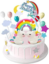 iZoeL 21pcs Unicorn Cake Topper Kit Cloud Rainbow Balloon Happy Birthday Banner Cake Decoration For Boy Girl Kid Birthday