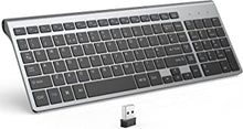 Wireless Keyboard with Numeric Keypad JOYACCESS 2.4G Slim and Compact Silent Wireless Keyboard(QWERTY UK layout) for Computer/Desktop/PC/Laptop/Surface/Smart TV and Windows 10/8/ 7 - Black+Gray