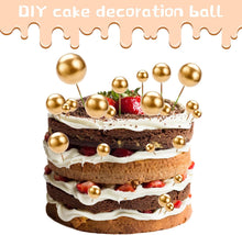 50 Pcs Ball Cake Topper, Gold Mini Cupcake Toppers Foam Ball Cake Picks Faux Pearl Balls Cake Insert Topper Baking Decorating for Wedding Graduation Birthday Party