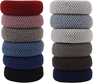 12 Pcs Thick Cotton Hair Bands, Thick Stretchy Ponytail Holders Seamless Hair Ties Elastic Hair Bobbles for Women Girls (MultiColor)