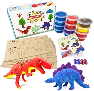 Create Modeling Clay Dinosaur Figures Game Arts and Crafts Toys for Kids Ages 5 -15 Year Old Boys Girls Gifts - Creativity Dino 3D Puzzle with Air Dry Clay Activity Party Supplies T-Rex Stegosaurus