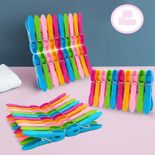 Pegs 50 PC, Clothes Pegs Plastic with Durable Spring, Assorted Colours Laundry Pegs, Non Slip Laundry Clips Clothespins for washing line Home Clothes