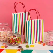 Talking Tables Pack of 8 Stripy Paper Party Gift Bags with Strong Handles for Sweets, Partybag Filllers Kids Birthday, Baby Shower, Wedding for Girls or Boys, Multi Stripe