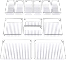 InnoGear Set of 12 Desk Drawer Organiser Trays with 3-Size Clear Plastic Storage Boxes Divider Make-up Organiser for Kitchen Bedroom Office (Frosted Transparent)