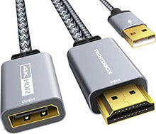 HDMI to DisplayPort Adapter 4K@60Hz TECHTOBOX [Braided, High Speed] HDMI Male to DP Female Converter Cable Compatible for PC Graphics Card Laptop Mac Mini NS PS5/4 Xbox One/360