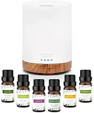 ASAKUKI 300ml Aromatherapy Oil Diffuser with 6Pcs*10ml Pure Essential Oil Gift Set, Cool Mist Essential Oil Diffuser with 4 Timer Setting, 15 Colour Lights, Auto Shut-Off