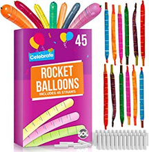 45pk SOL Rocket Balloons Assorted Colours | Flying Balloons | Party Balloons Whistling Balloons Party Bag Fillers for Kids | Noisy Balloons | Screaming Balloons Latex Balloons Loot Bags Favours