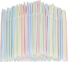 Plastic Straws - 600 PCS Drinking Straw Flexible Reusable Colorful Straws for Kids and Adults Bendable Drinking Straws Multi Colored Striped Flexible Straws