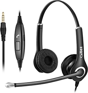 Computer Headset with Microphone for Mobile Phone Laptop PC Tablet, 3.5mm Cell Phone Headphone for iPhone Samsung Skype Webinar Business Office Call Center, Clearer Voice, Ultra Comfort