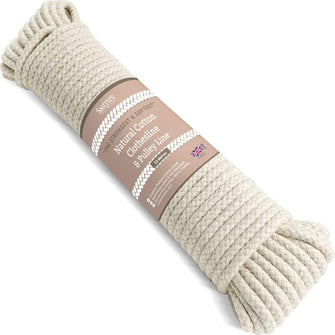 The Strongest Natural Cotton Clothesline Pulley by Smiths  20m/66ft X 5.5mm  Soft Braided 130kgs Pulling Force Rope  Snag & Tear Resistant  1 Year Guarantee!