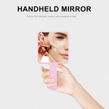 SOLUSTRE Hand Mirror Square Makeup Mirror Handheld Cosmetic Mirror Salon Hairdressing Mirror with Handle, Pink