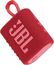 JBL GO 3 - Wireless Bluetooth portable speaker with integrated loop for travel with USB C charging cable, in red