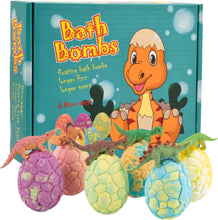 Pagezol 6PCS Large Bath Bombs for Kids with Surprise Dinosaurs Toys Inside, Natural Bath Bombs Gift Set, Handmade Spa Colorful Fizzy Bubble Bath Bombs, Birthday Christmas Easter Gift for Girls Boys