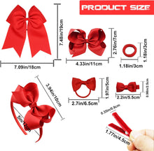 MUFEKUM 22 Pcs Red Hair Bow School Hair Accessories for Girls, Elastic Red Bow Hair Bands Hair Bow Clips Red Bow Headband, Hair Ties Hairpins Girls Hair Accessories for Christmas Birthday Gift